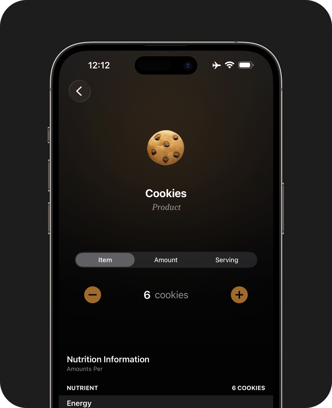 Close-up of an iPhone showing a food selection page